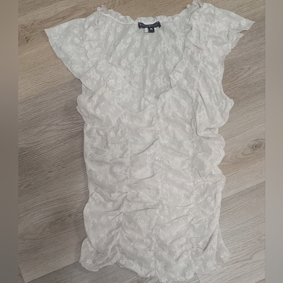 Bebe Cream Lace Ruffle Top - Picture 2 of 3